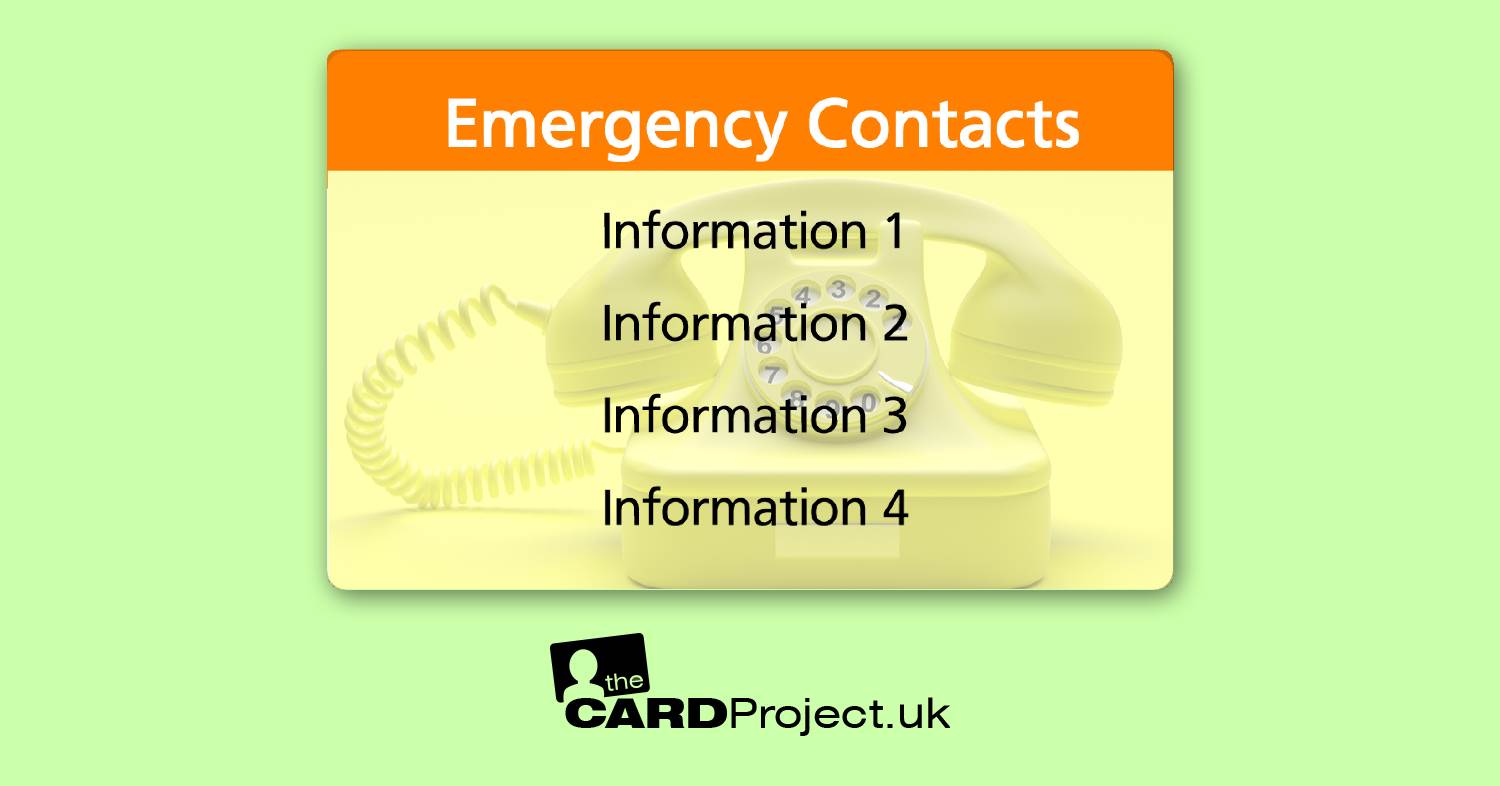Yellow Emergency Contacts Card 